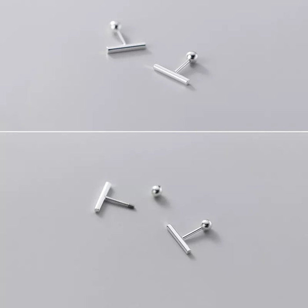 Anyco Fashion Earrings Real Sterling Silver Minimalist Geometric Strip 1
