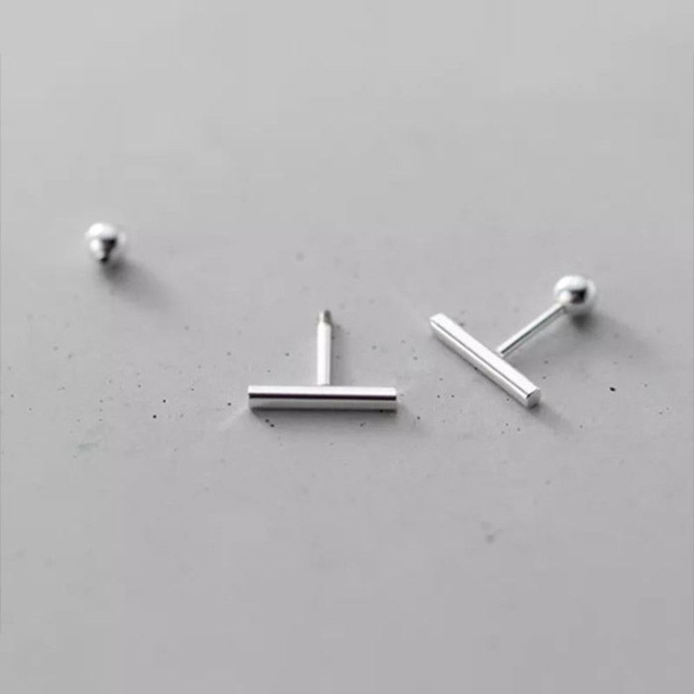 Anyco Fashion Earrings Real Sterling Silver Minimalist Geometric Strip 3