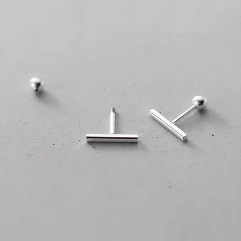 Anyco Fashion Earrings Real Sterling Silver Minimalist Geometric Strip 3