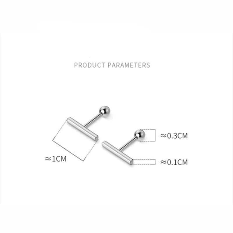 Anyco Fashion Earrings Real Sterling Silver Minimalist Geometric Strip 5