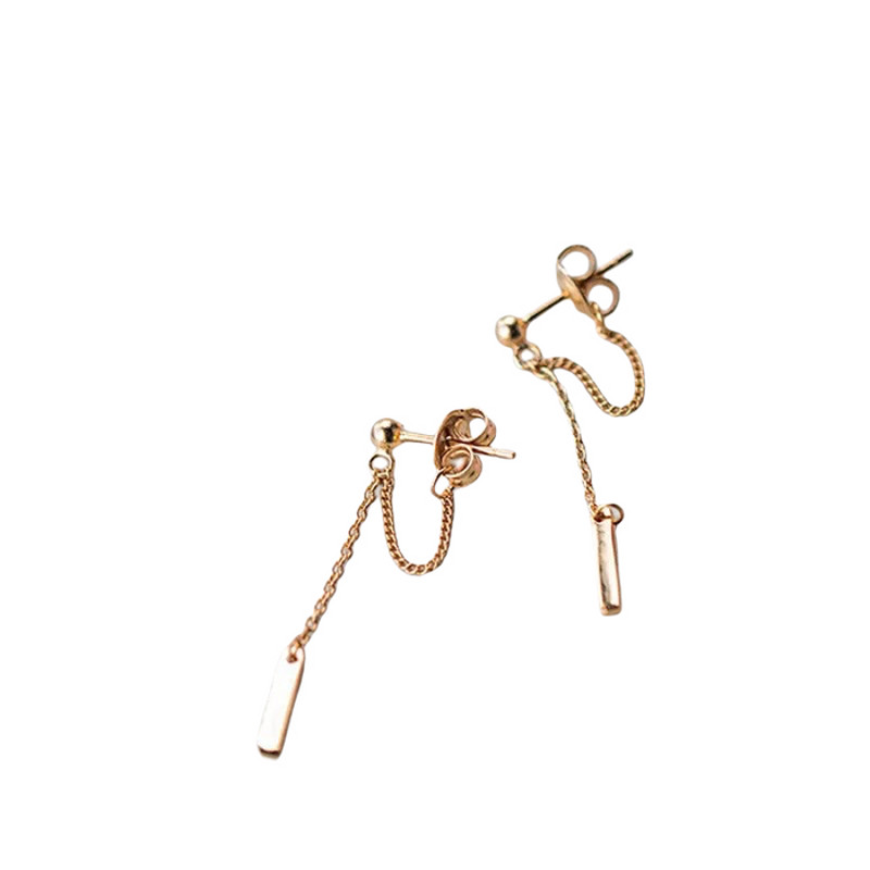 Anyco Fashion Earrings Bohemian Rose Gold Link Chain Bead 0