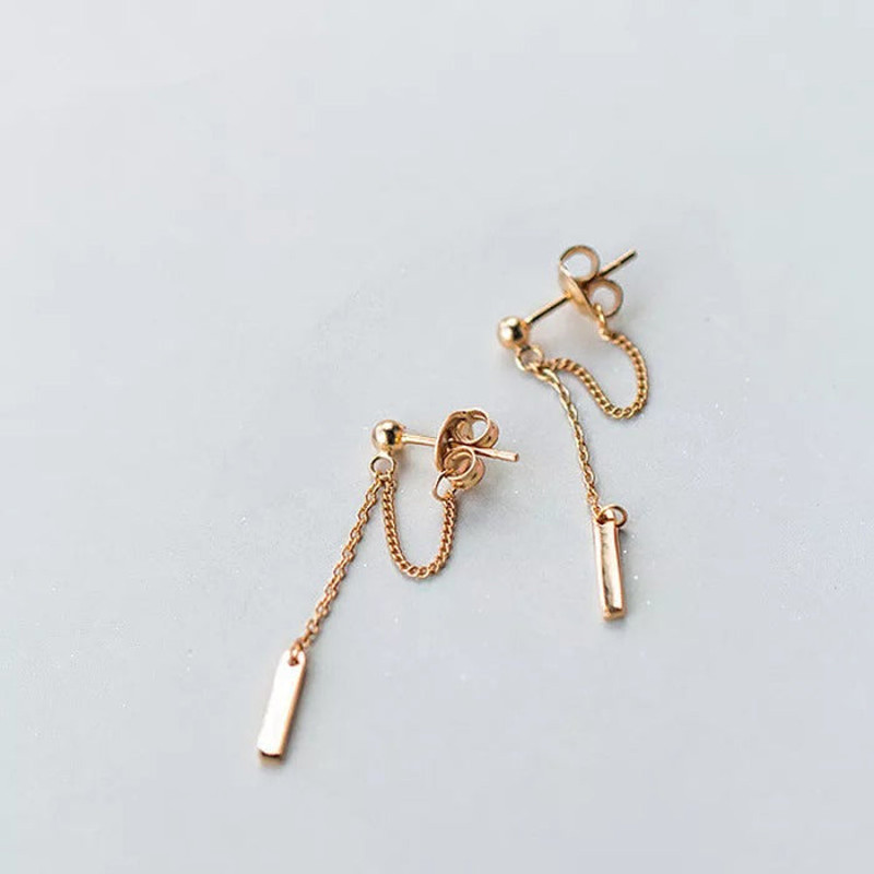 Anyco Fashion Earrings Bohemian Rose Gold Link Chain Bead 1