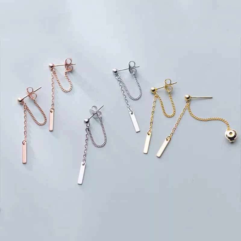 Anyco Fashion Earrings Bohemian Rose Gold Link Chain Bead 4