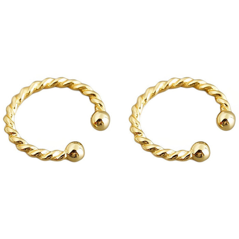 Anyco Earrings Punk Rock Twist Circle Gold Ear Clip Hoop 0