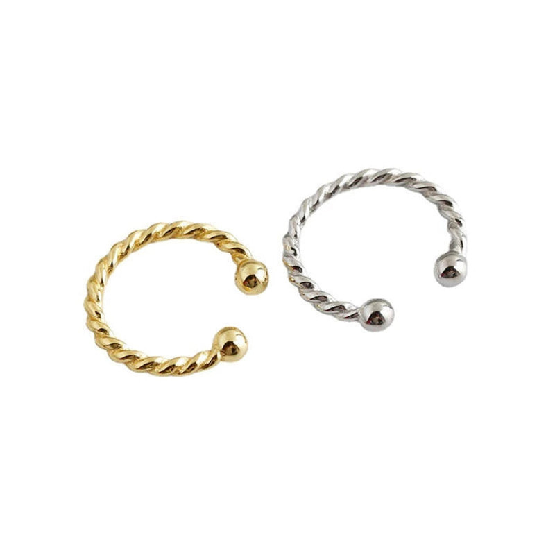 Anyco Earrings Punk Rock Twist Circle Gold Ear Clip Hoop 1