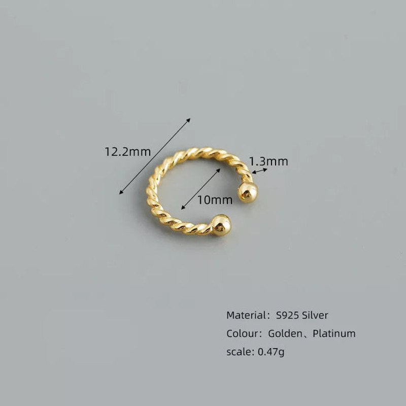 Anyco Earrings Punk Rock Twist Circle Gold Ear Clip Hoop 6