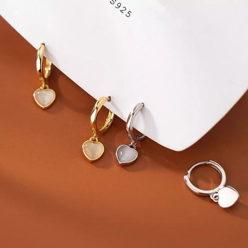 Anyco Fashion Earrings Gold 925 Sterling Silver Simple Love Heart 1