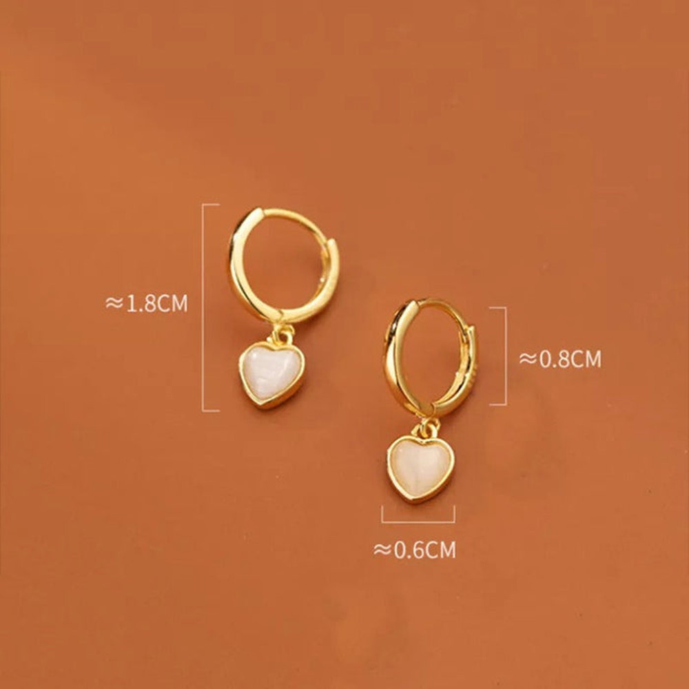 Anyco Fashion Earrings Gold 925 Sterling Silver Simple Love Heart 4