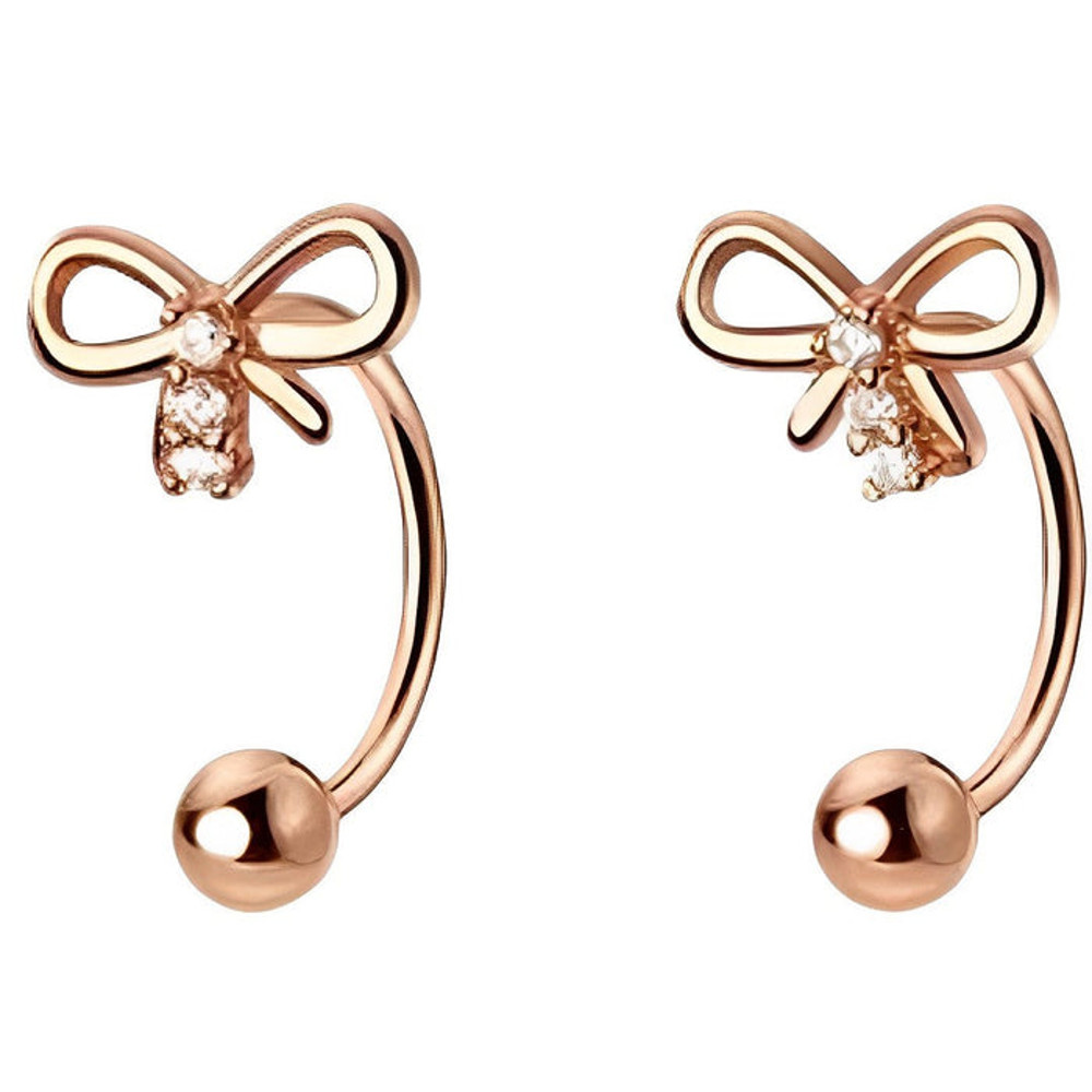 Anyco Fashion Earrings Rose Gold 925 Sterling Cute Romantic Bow 0