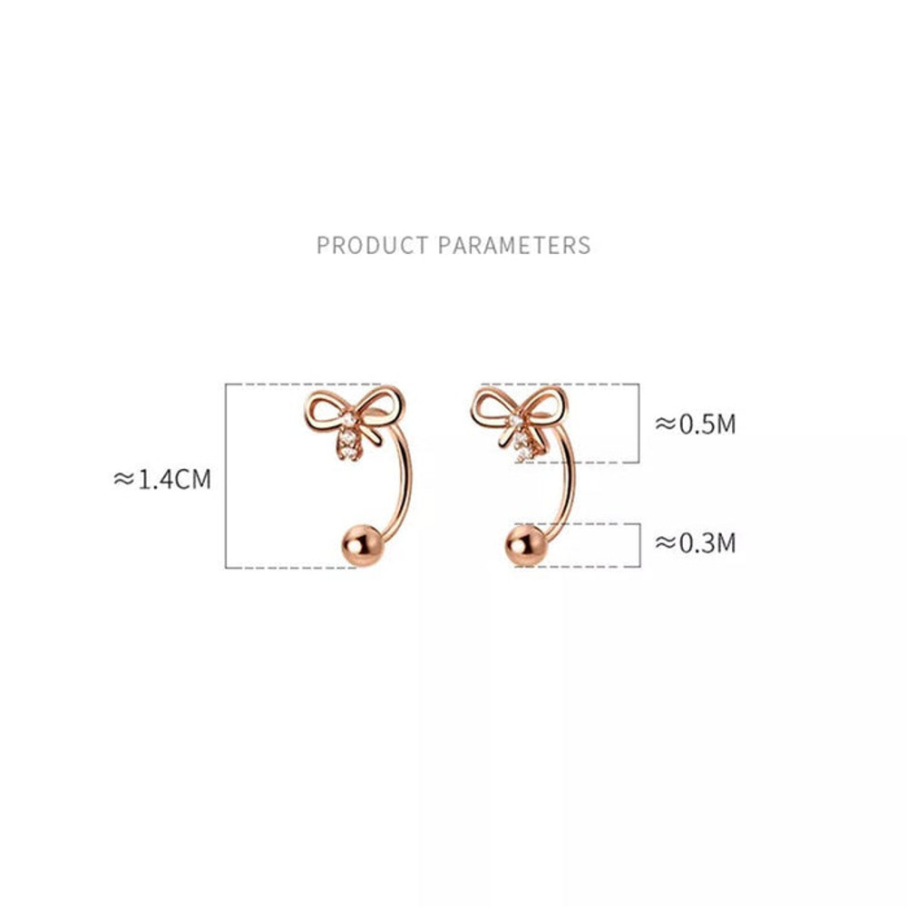 Anyco Fashion Earrings Rose Gold 925 Sterling Cute Romantic Bow 5