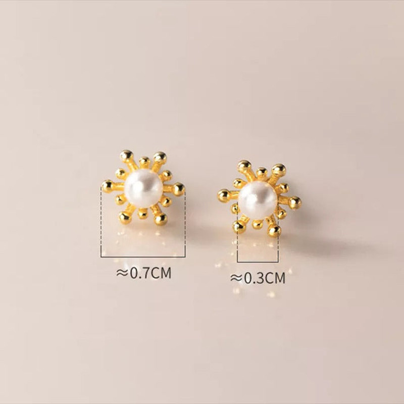 Anyco Fashion Earrings Gold Cute Snowflake Synthetic Pearl 4