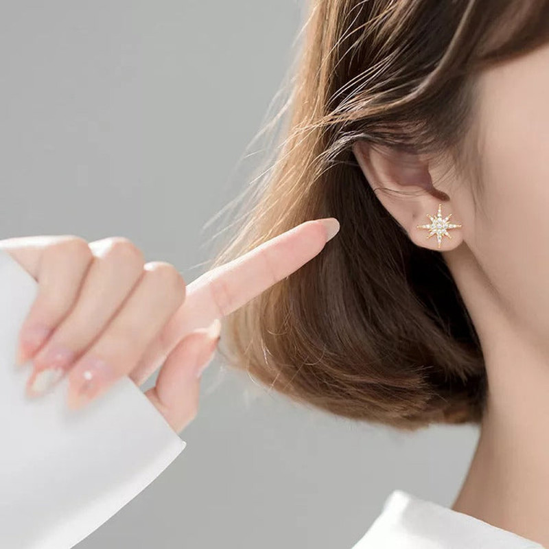 Anyco Fashion Earrings Sterling Silver Creative Light Star Cuban Chain 4