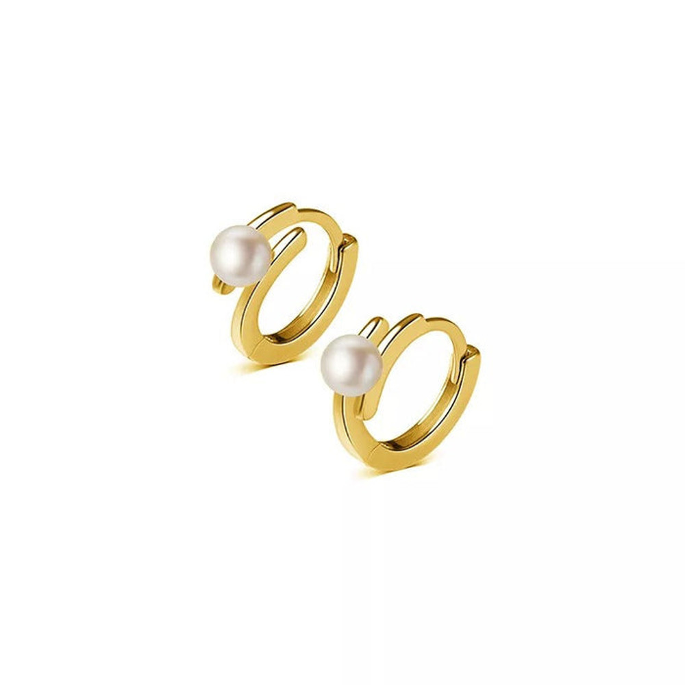 Anyco Fashion Earrings Gold Trendy Statement Natural Pearl Circle Hoop 0