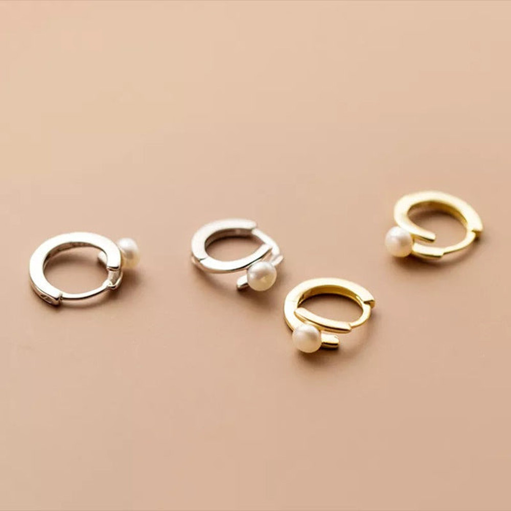 Anyco Fashion Earrings Gold Trendy Statement Natural Pearl Circle Hoop 4