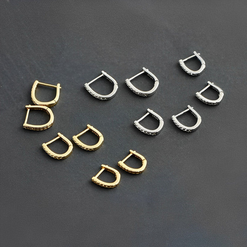 Anyco Hoop Earrings Simple Punk Pave CZ Zircon 4