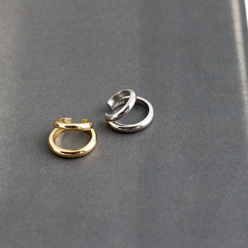 Anyco Earrings Minimalist Double Punk Gothic Ear 3