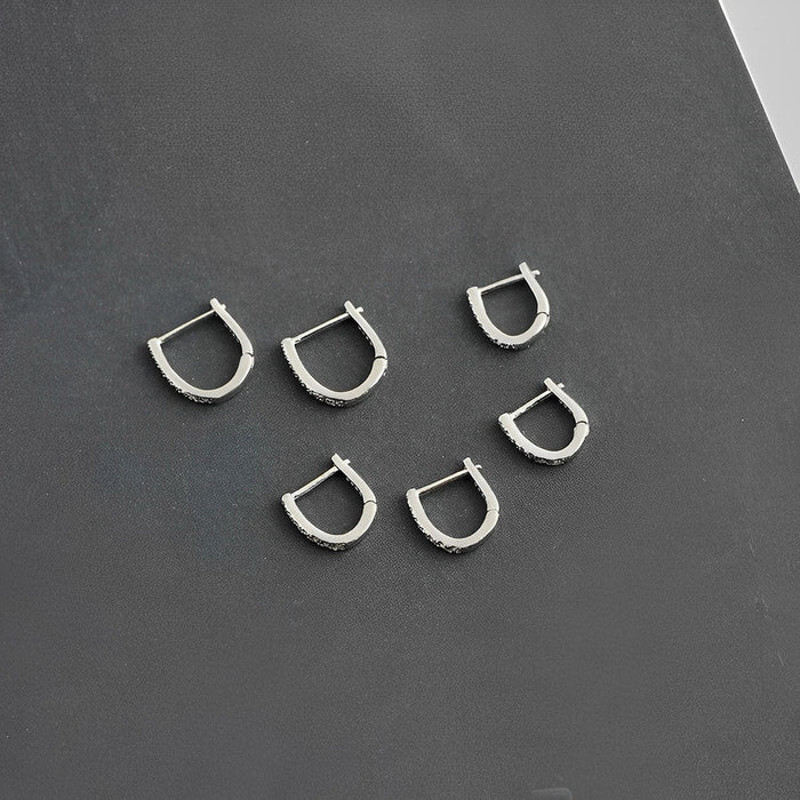 Anyco Hoop Earrings Simple Punk Pave CZ 4