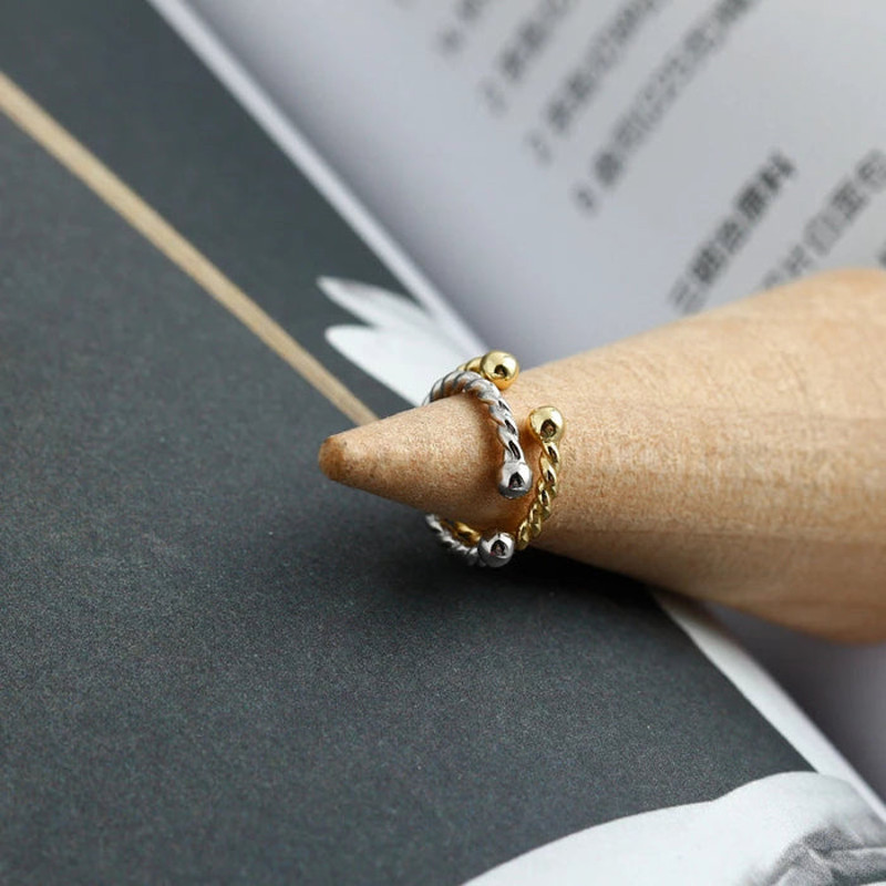 Anyco Earrings Punk Rock Twist Circle Sterling Silver 3