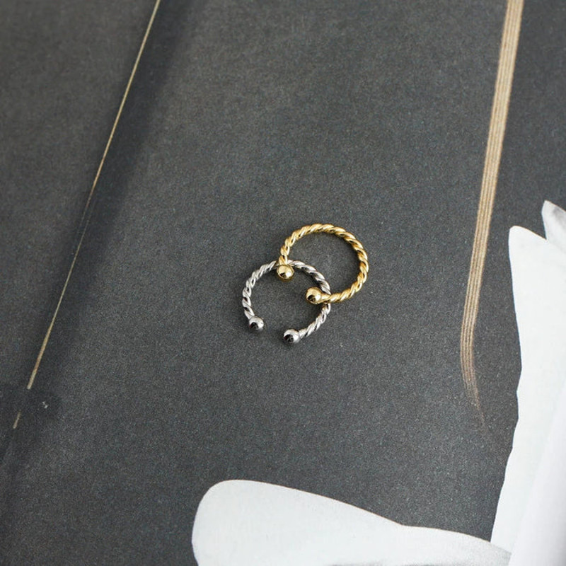 Anyco Earrings Punk Rock Twist Circle Sterling Silver 4