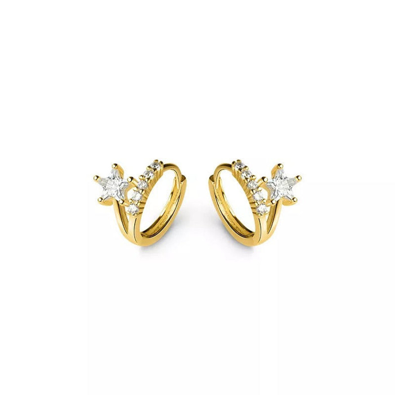 Anyco Fashion Earrings Gold 925 Sterling Silver Sweet Stars 0