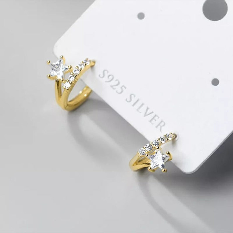 Anyco Fashion Earrings Gold 925 Sterling Silver Sweet Stars 3