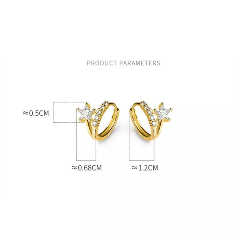 Anyco Fashion Earrings Gold 925 Sterling Silver Sweet Stars 4