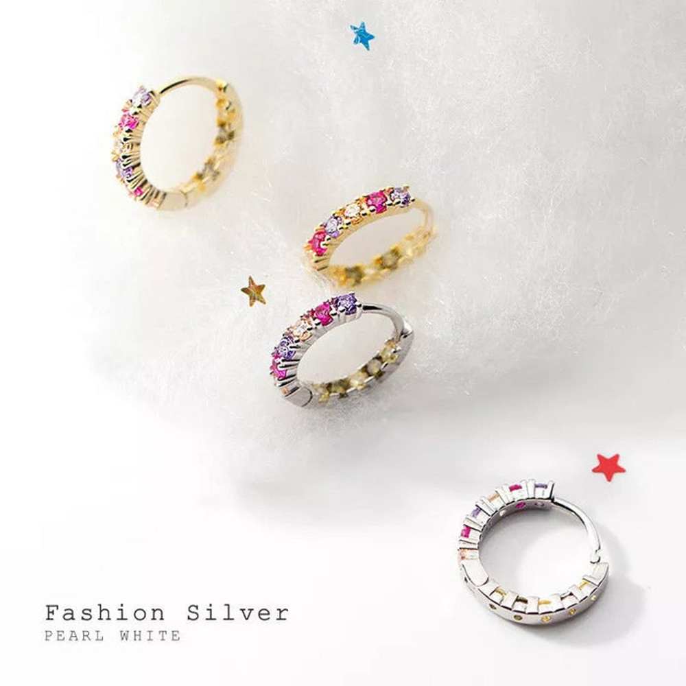 Anyco Fashion Earrings Luxury Genuine Gold Color Zircon Mini Stud 4