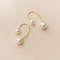 Anyco Fashion Earrings Real Gold Minimalist Pearl Line Studs 2