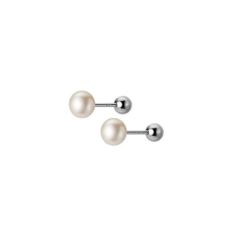Anyco Fashion Earrings Sterling Silver Natural Pearl Spiral Bead Stud 0