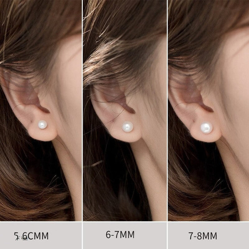 Anyco Fashion Earrings Sterling Silver Natural Pearl Spiral Bead Stud 2