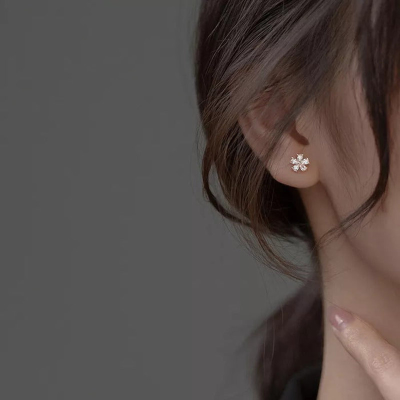 Anyco Fashion Earrings Rose Gold Luxury Crystal Zircon 1