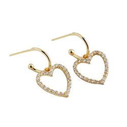 anyco earrings gold plated classic european love heart pendant drop