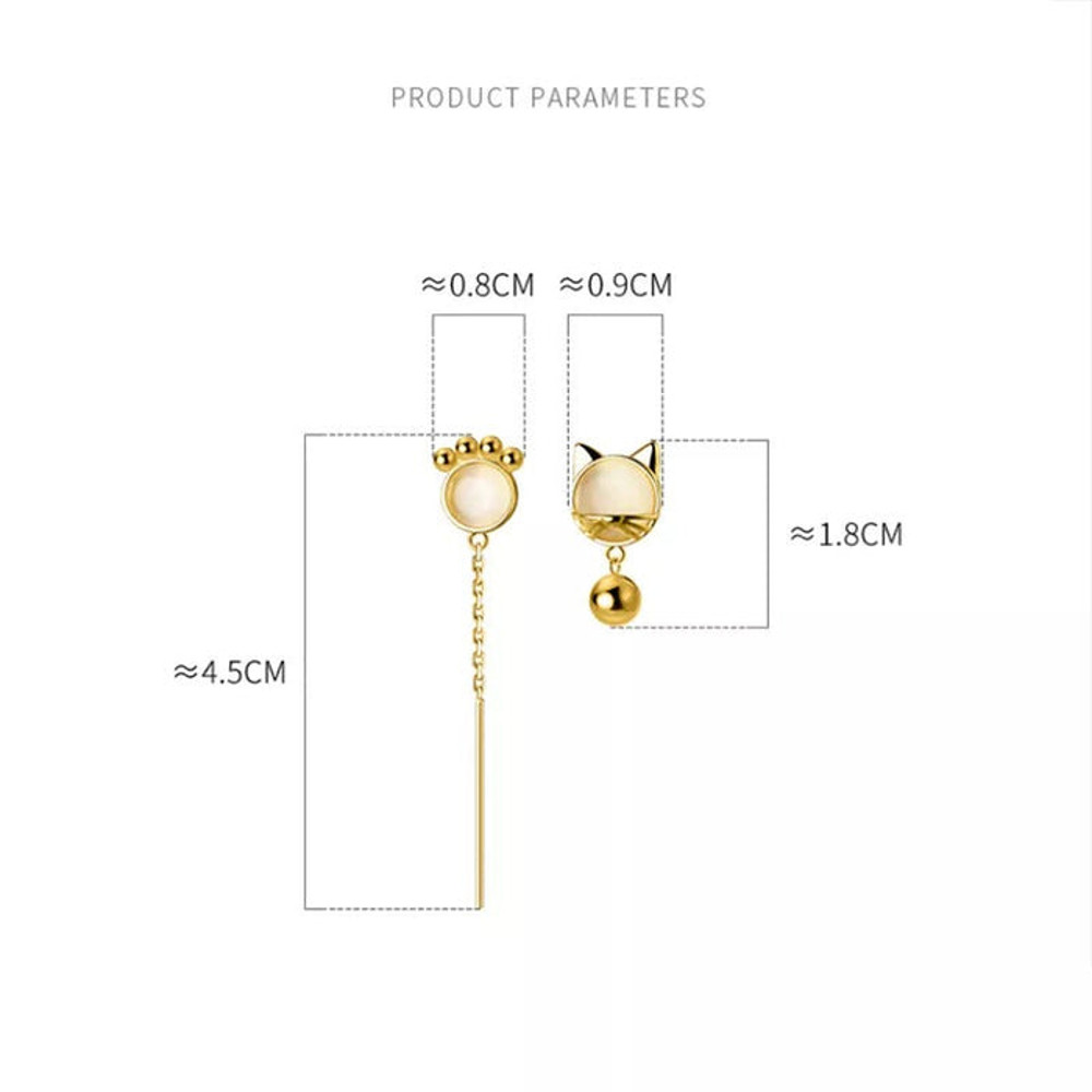 Anyco Fashion Earrings Gold 925 Sterling Silver Unique Cat Claw Chain 4