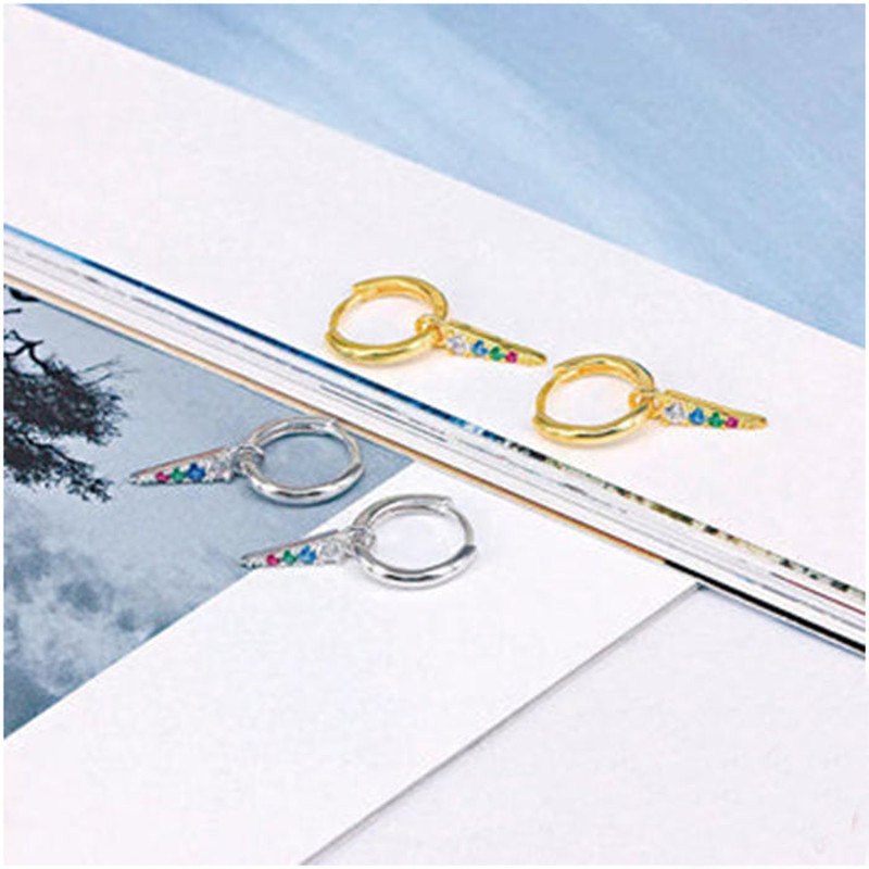 Anyco Earrings Sterling Silver Charm Geometric Spike Tassel Pendant 2