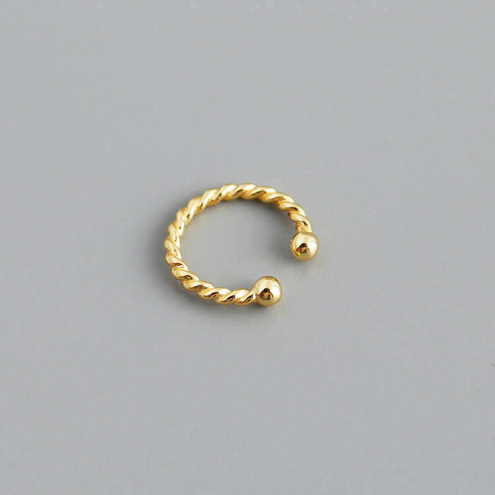 Anyco Earrings Punk Rock Twist Circle Gold Ear Clip 1