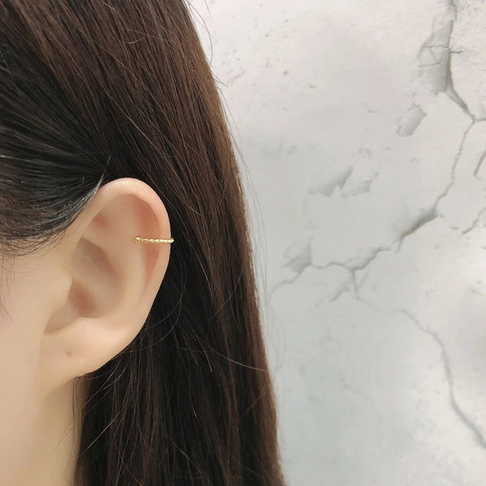 Anyco Earrings Punk Rock Twist Circle Gold Ear Clip 4