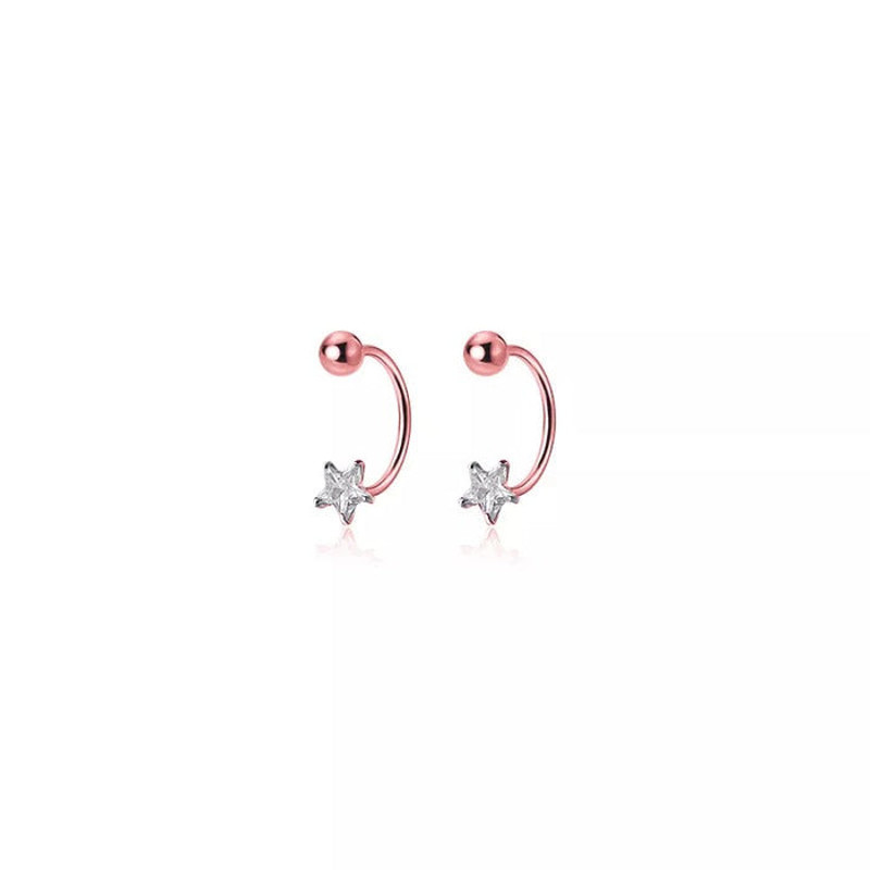Anyco Fashion Earrings Rose Gold Star Zircon 925 Sterling Silver 0