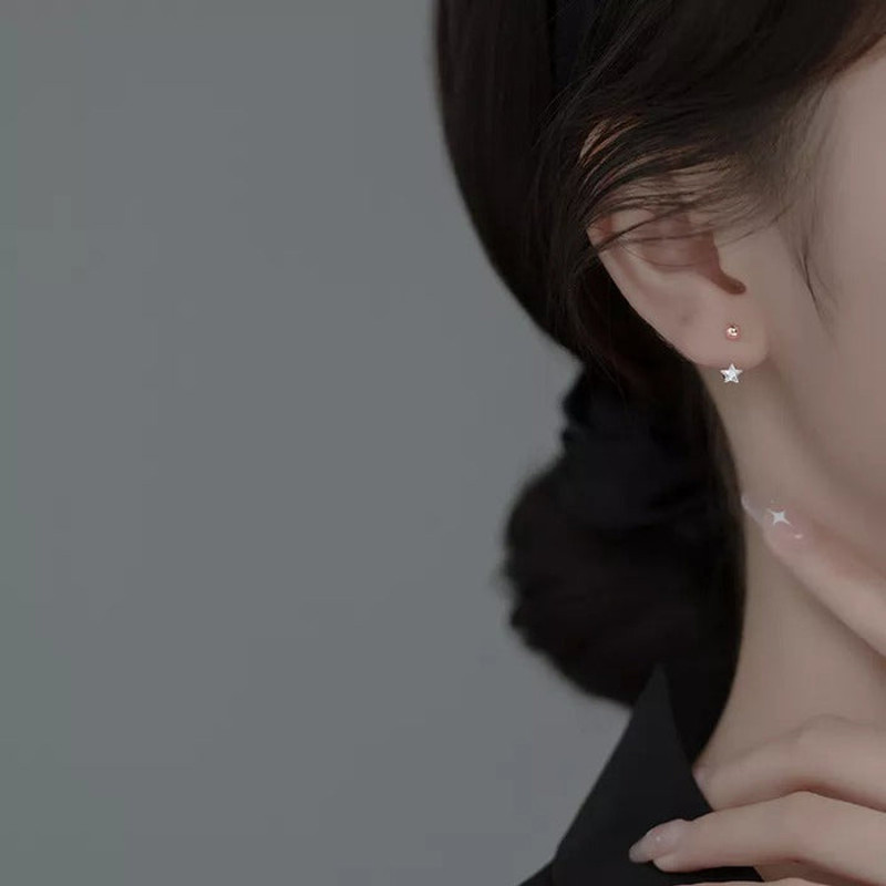 Anyco Fashion Earrings Rose Gold Star Zircon 925 Sterling Silver 1