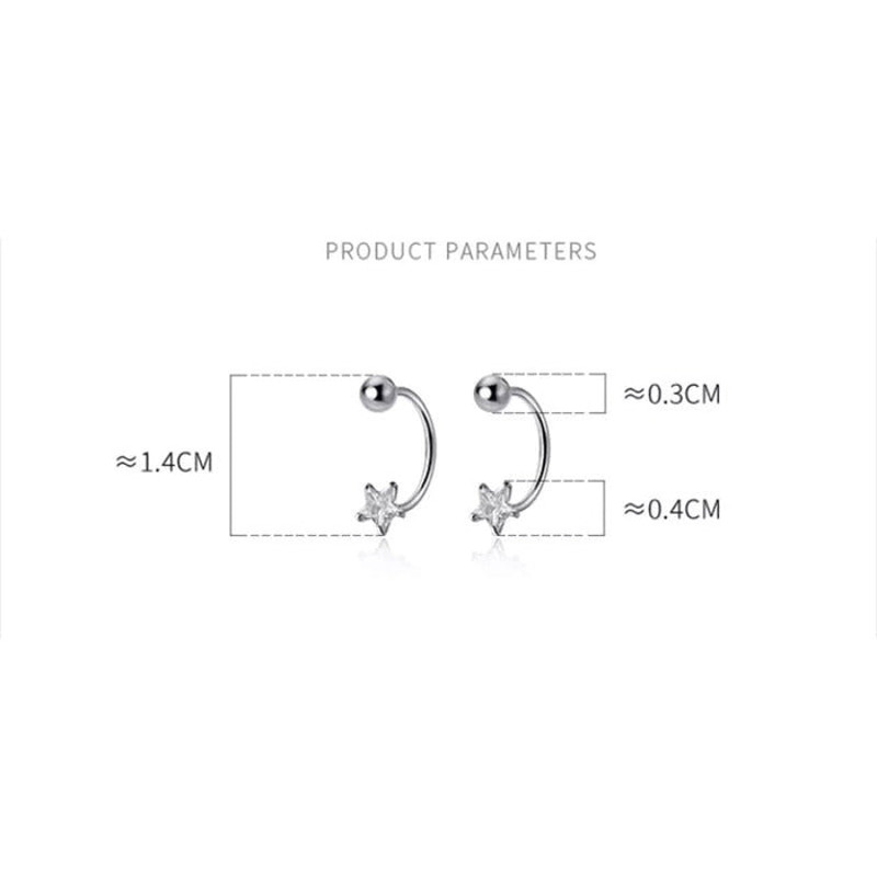 Anyco Fashion Earrings Rose Gold Star Zircon 925 Sterling Silver 5