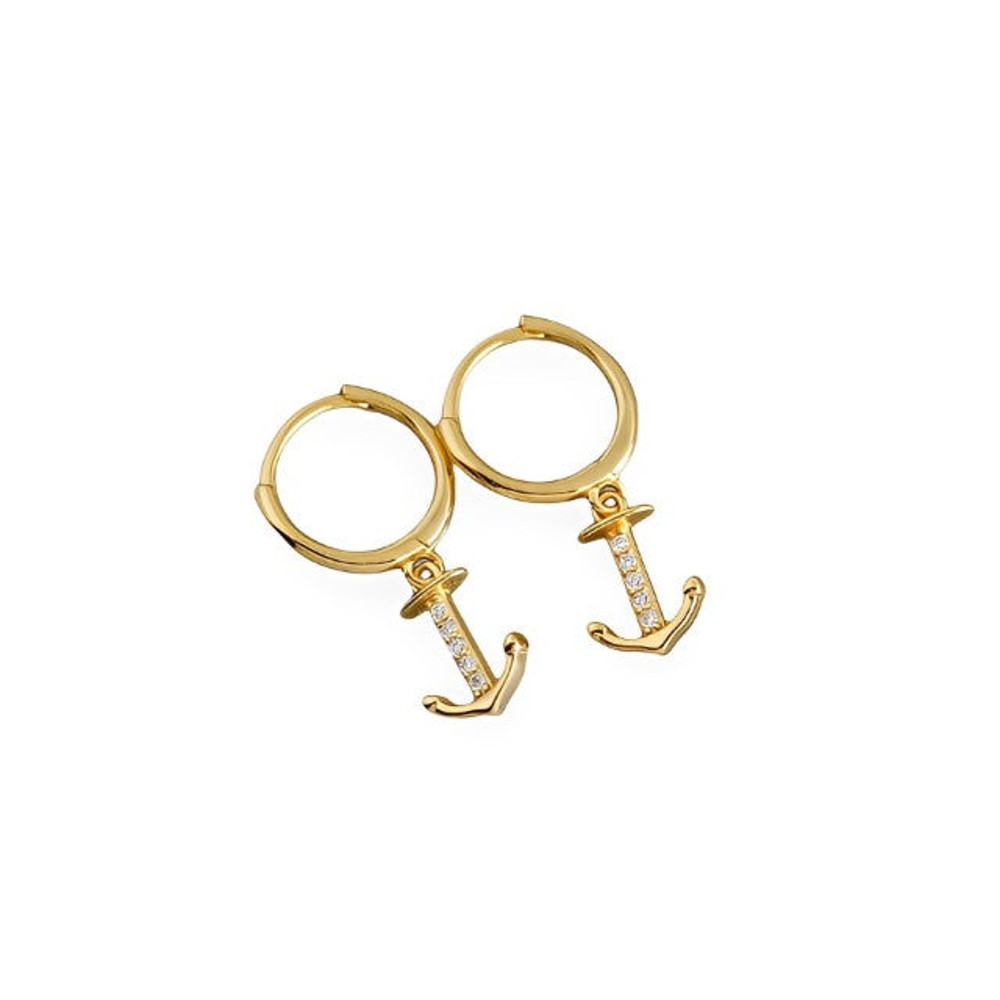 Anyco Earrings Gold Plated Minimalist Punk Anchor Ear 0