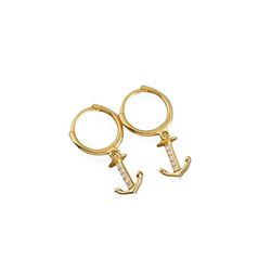 anyco earrings gold plated minimalist punk anchor ear