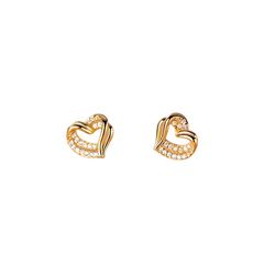 anyco fashion earrings gold 925 sterling hollow double love heart