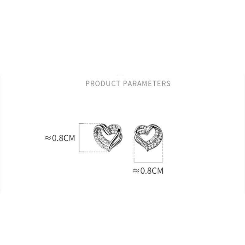 Anyco Fashion Earrings Gold 925 Sterling Hollow Double Love Heart 5