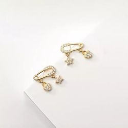 anyco fashion earrings gold charming zircon pin stud