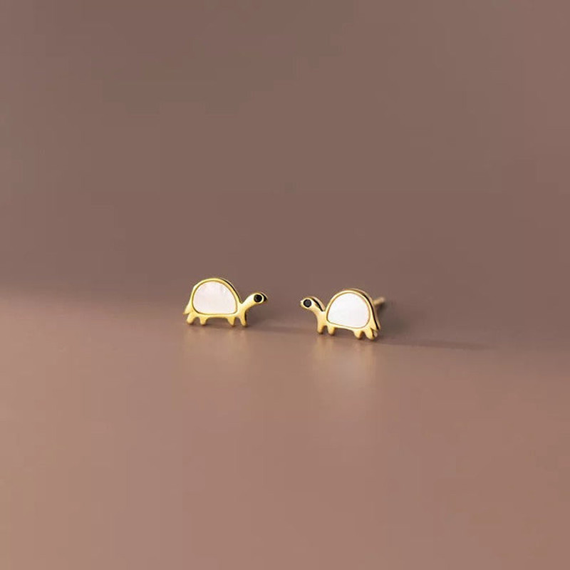 Anyco Fashion Earrings Gold 925 Sterling Cute Zootopia Shell Turtle 1