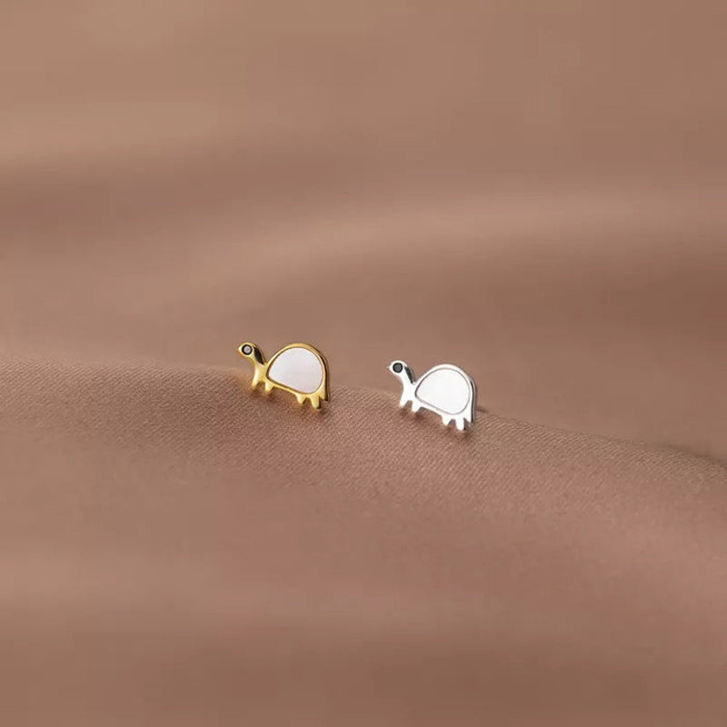 Anyco Fashion Earrings Gold 925 Sterling Cute Zootopia Shell Turtle 3