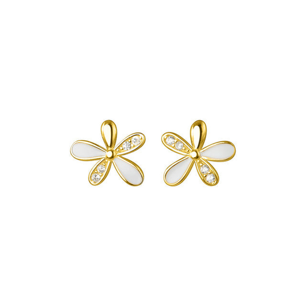 Anyco Fashion Earrings Gold 925 Sterling Silver Romantic White 0