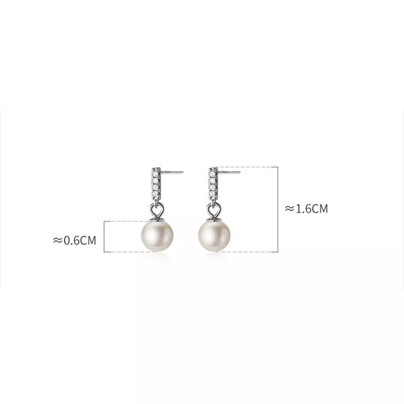 Anyco Fashion Earrings Sterling Silver Trendy Pave Zircon Pearl 4
