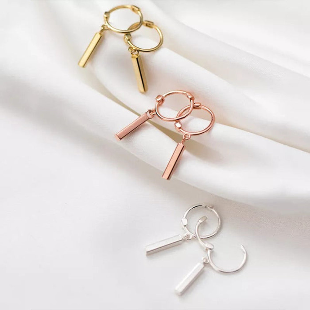 Anyco Fashion Earrings Rose Gold Bohemian Geometry Stick Tassel 2