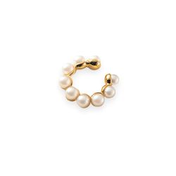 anyco fashion earrings gold 925 sterling synthetic pearl ear cuff
